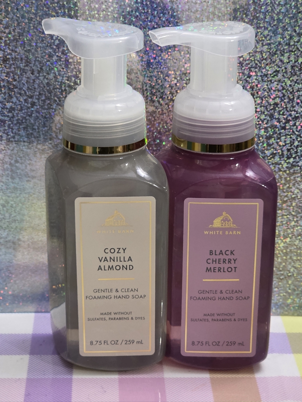 Bath Body Works Cozy Vanilla Almond & Black Cherry Merlot Foaming Hand Soap Set